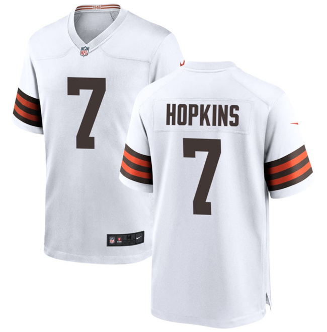 Men's Cleveland Browns #7 Dustin Hopkins White Stitched Game Football Jersey